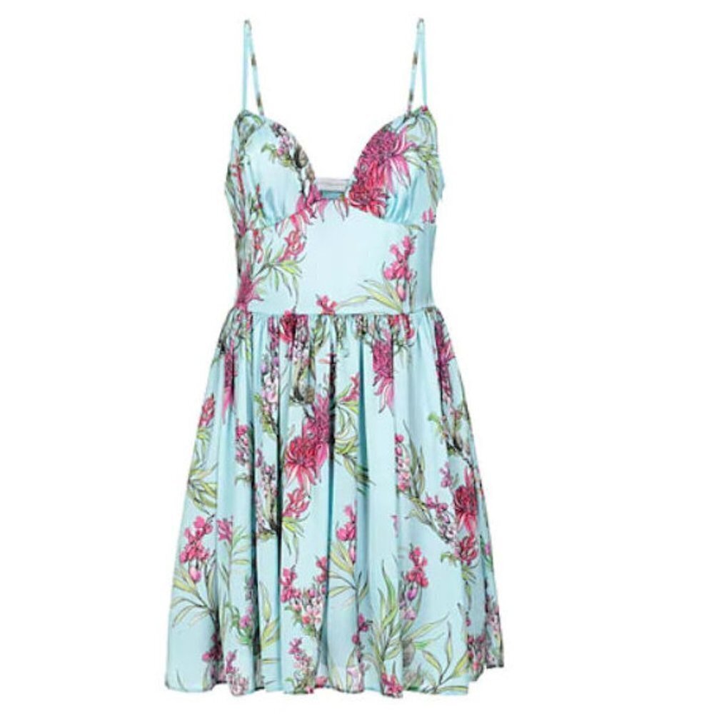 Matilde Couture Floral Sky Blue Short Dress 8